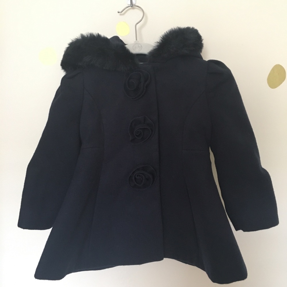 Rothschild Black Winter Coat with Fur Hood 2T